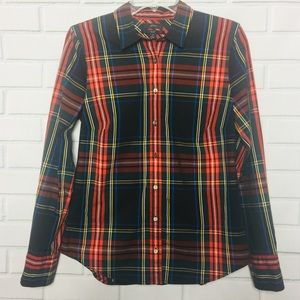 J CREW Plaid Button Down || Black || 8 Slim